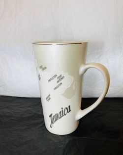 Delicate cream mug with Jamaica map