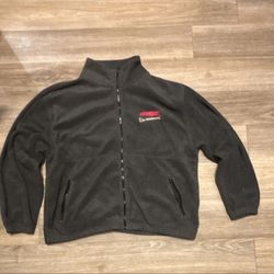 UltraClub Men's XL Dark Gray Full Zip Fleece Jacket Stand-Up Collar Pockets