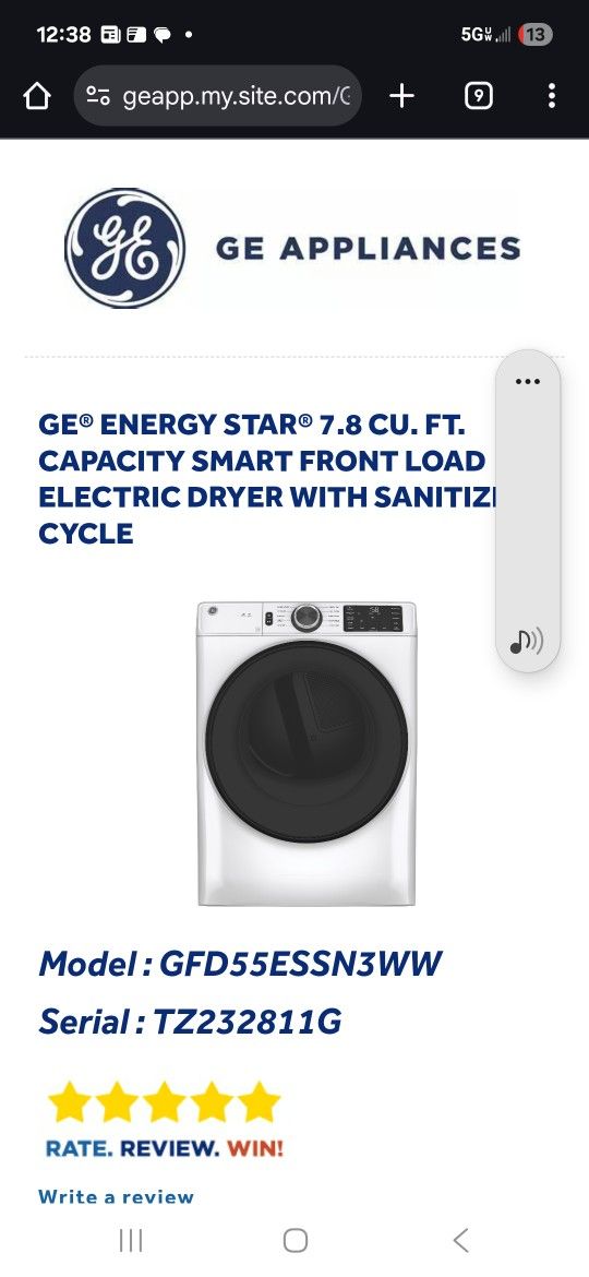 GE Energy Star Dryer