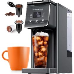 Single Serve Coffee Maker for K-Cup Pods and Ground Coffee with Bold Setting, 52 Oz Water Tank, 6 to 14 Oz Brew Size, Reusable Filter, Gray  Very ligh
