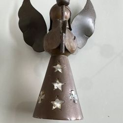 Vintage Brass Copper Christmas Angel  3.5" Candlestick Candle Holder
