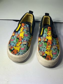 Ground Up Pokemon Pikachu Kanto Starters Slip On Canvas Shoes Little Kids Sz 12