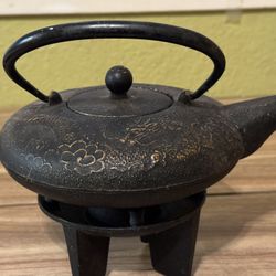 Vintage Asian Teavana Cast Iron Teapot Made in Japan Risen Dragon Design