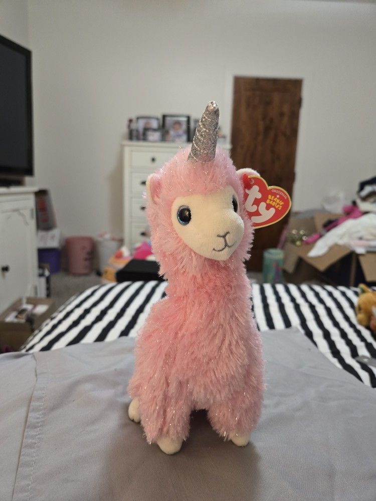 New. Ty. Original Beanie Babies. Lana The Pink Sparkle Unicorn Llama.