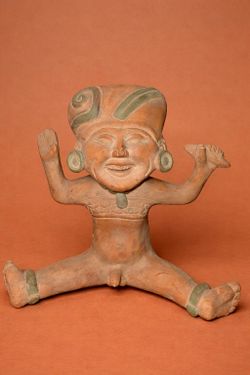 Pre-Columbian Style Terracotta Figure | Mesoamerican Clay Sculpture | Decorative Art