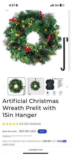 Joiedomi Christmas Wreath Prelit 