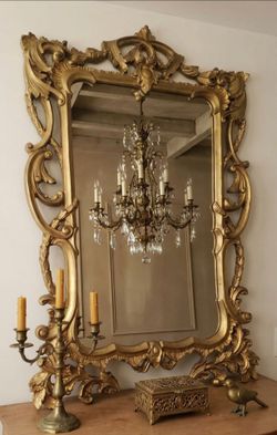 Vintage Oversized Ornate Gold Wall Mirror