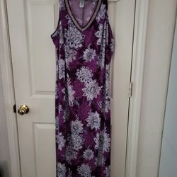 Catherines Long Purple Floral Dress
