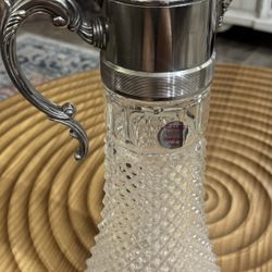Vintage Eales 1779 Silverplate & Pressed Glass Claret Jug – Made in It