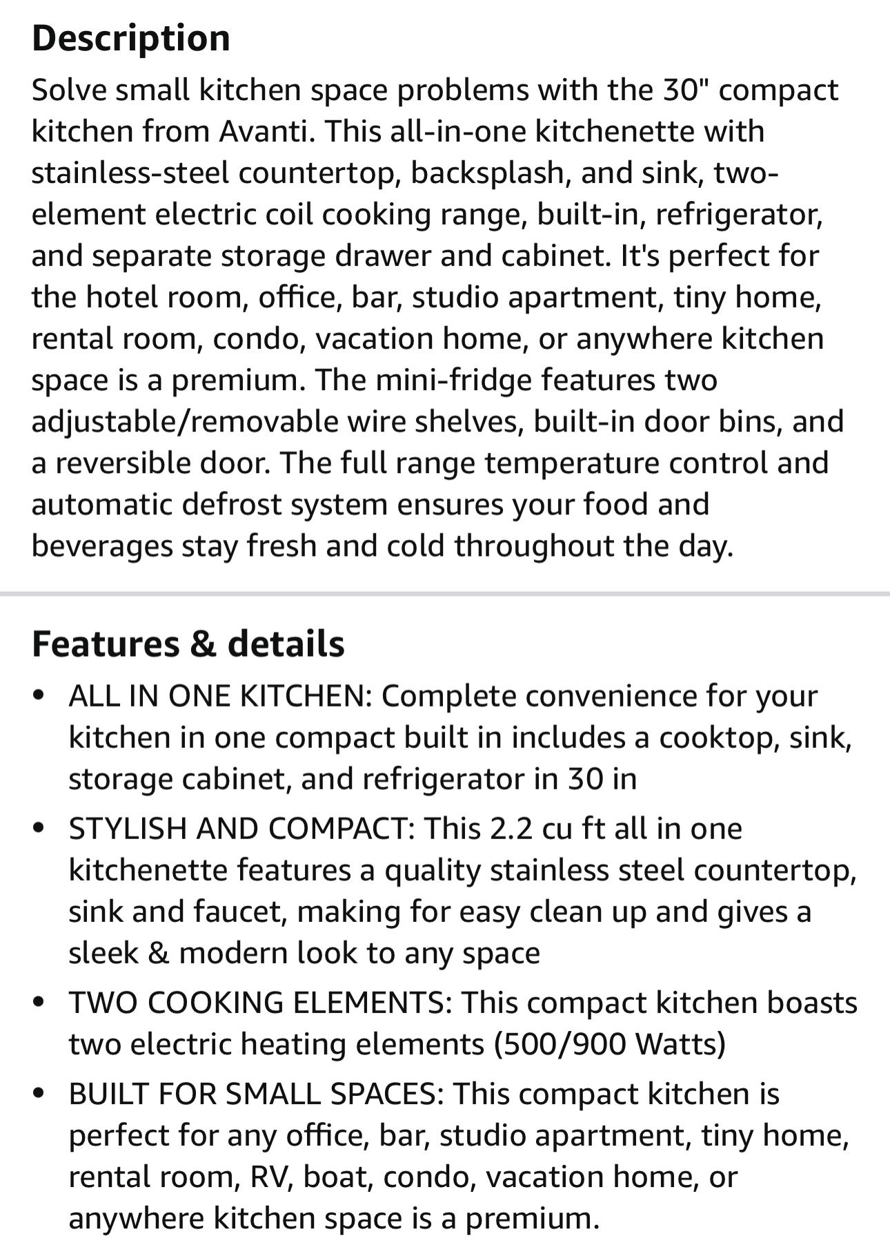 CK3016 Avanti 30 Compact Kitchen WHITE - Jetson TV & Appliance