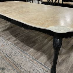 Solid Extendable Oak Table , With Two Leaves just Restored To A New Modern Look .