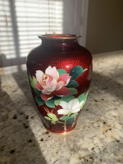 Two Pieces Of  Japanese Cloisonné  Pigeon Blood 1950’s Vintage