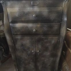 Antique Storage cabinet table with drawers and shelf inside