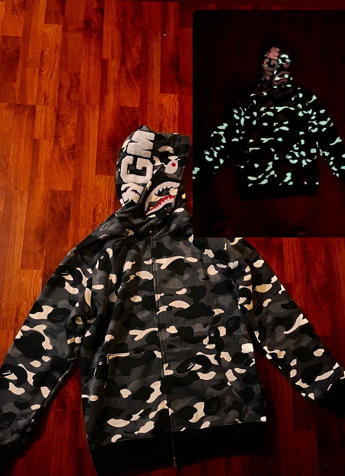 Bape hoodie black and white