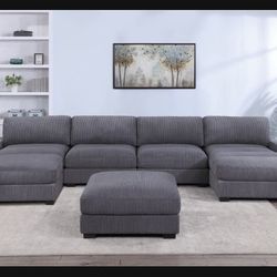 Brand New Modular Super Plush Corduroy Sectional Set 