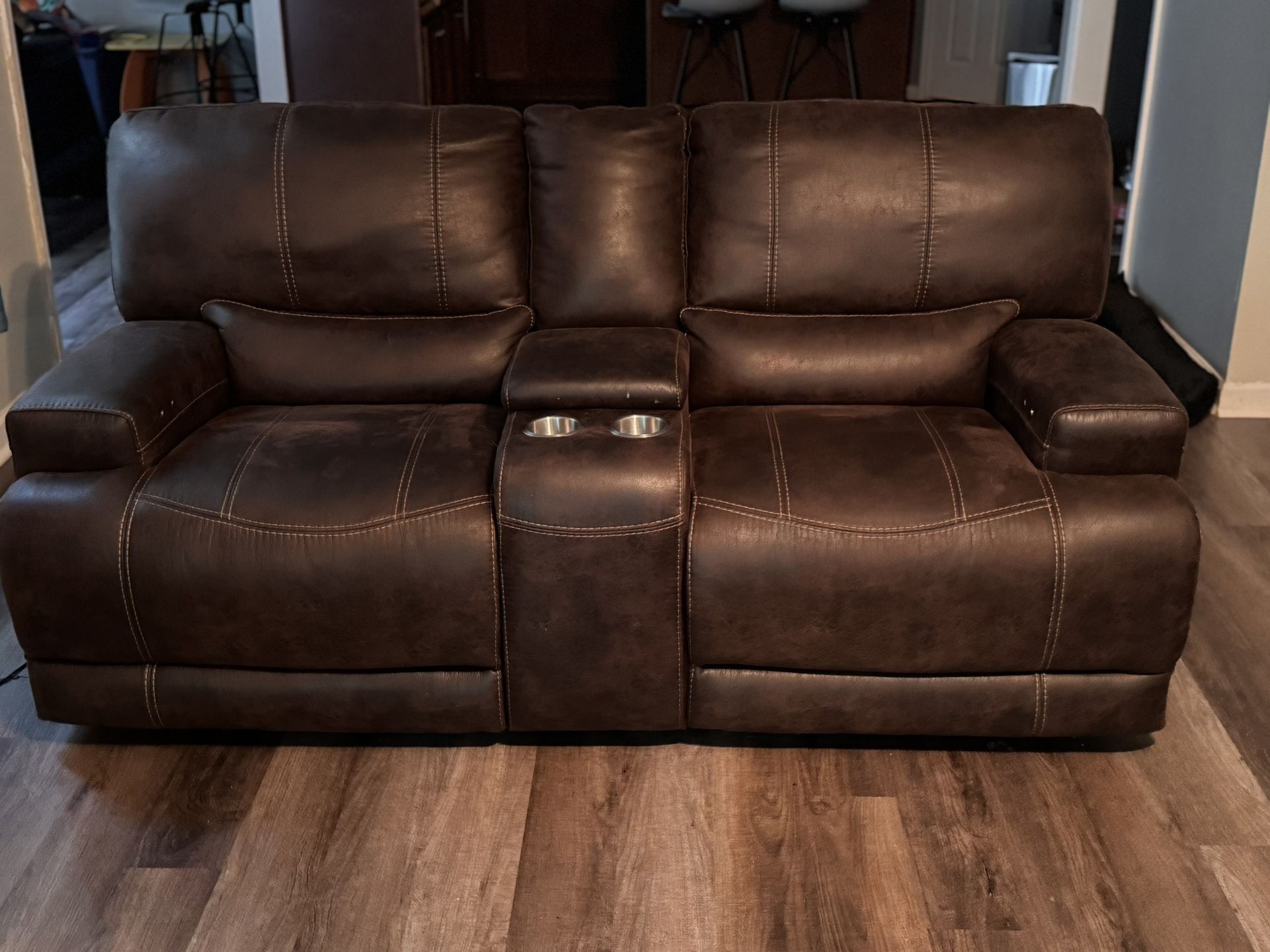 Beautiful Brown Sectional  With Reclining Chair
