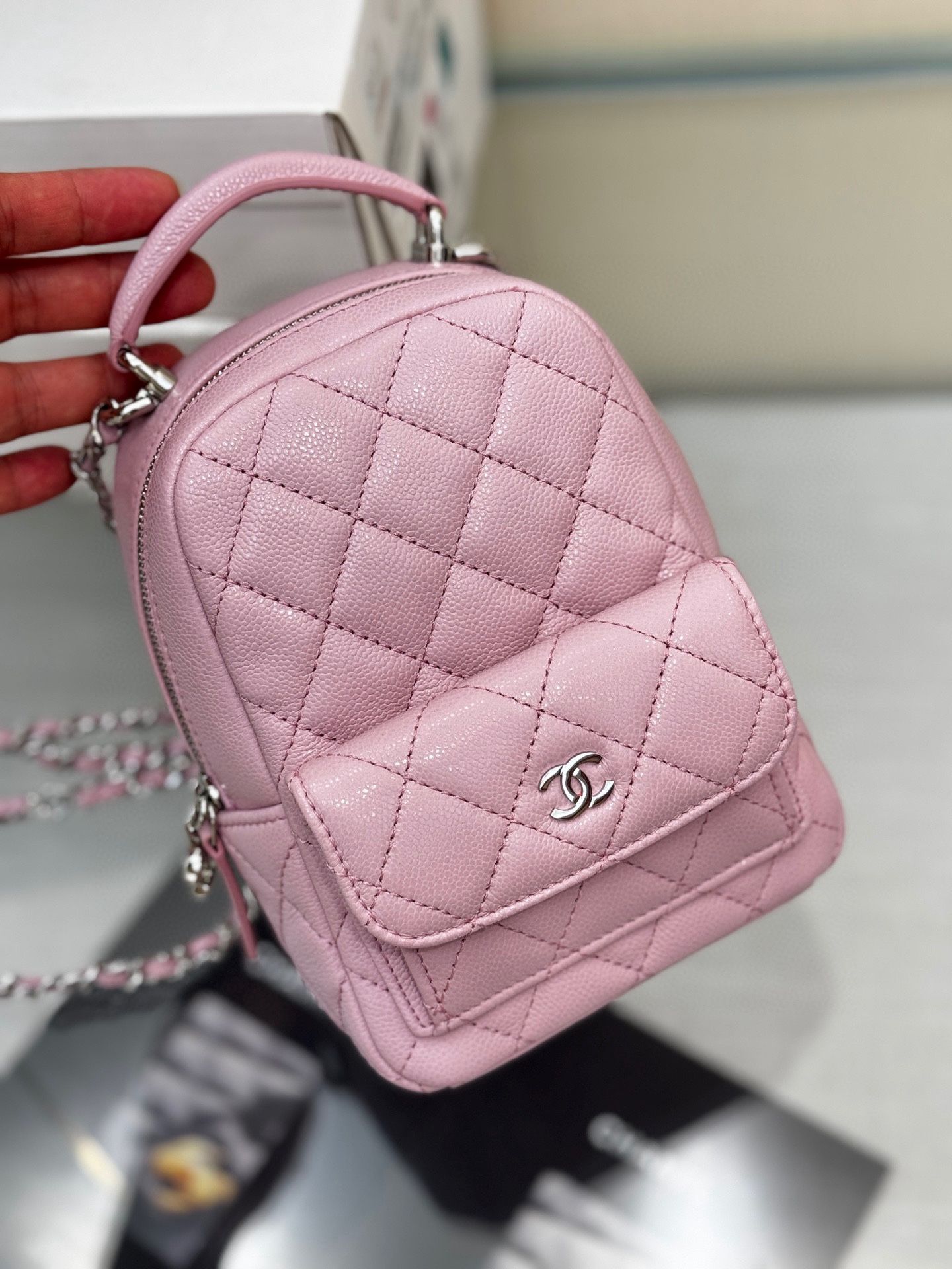 Chanel mini backpack pink