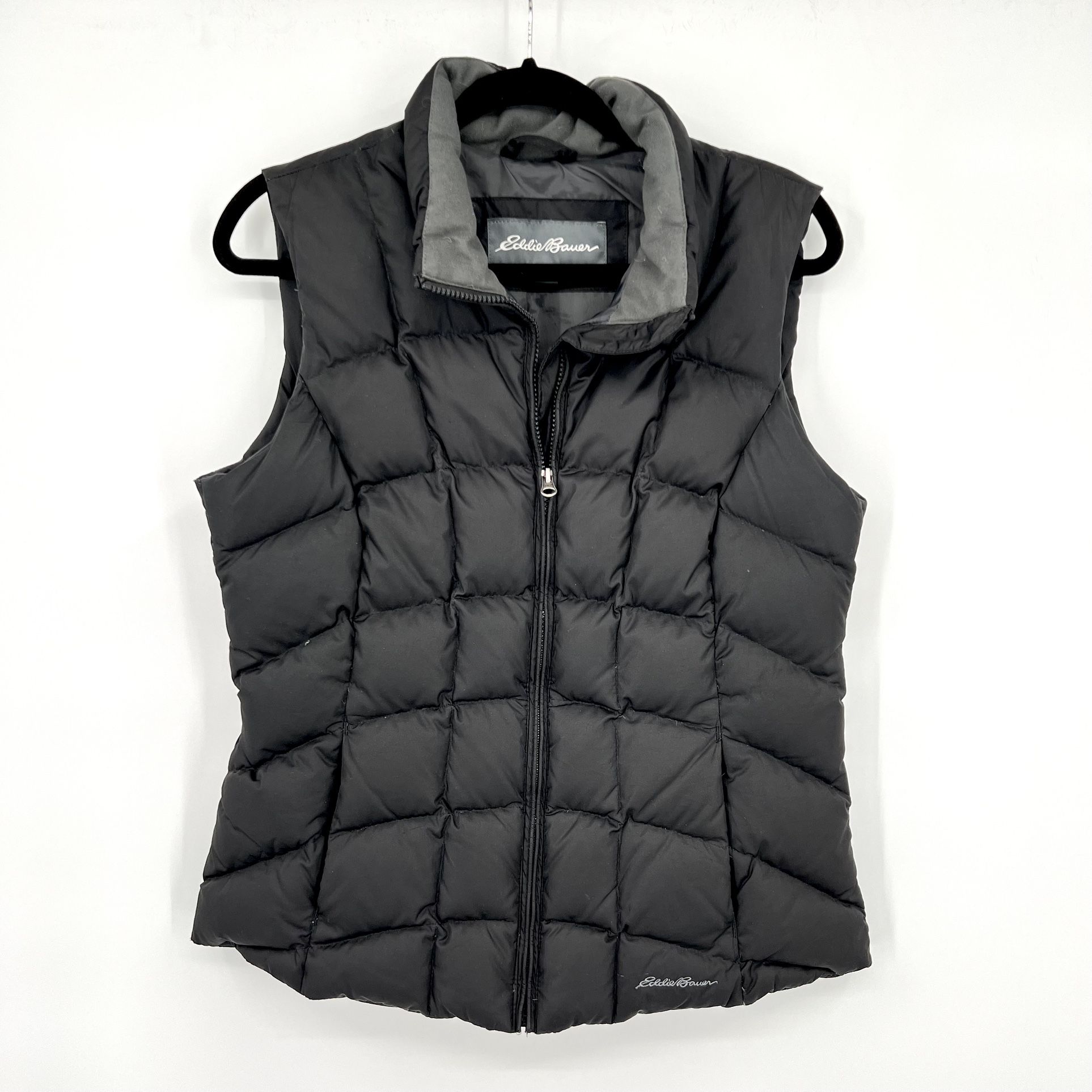 Eddie Bauer Black Puffer Zip Vest with Down Fill Women's Size Medium