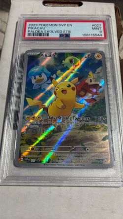 PSA 9 MINT Pikachu Paldea Evolved ETB Promo Full Art Holo 2023 Pokemon SVP 027