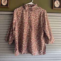 Flower Pink Button Up Shirt Size XXL 