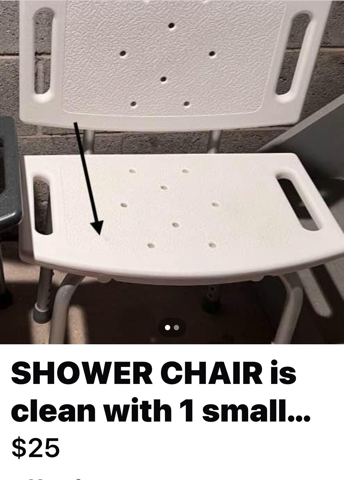 21” wide shower chair with adjustable height legs