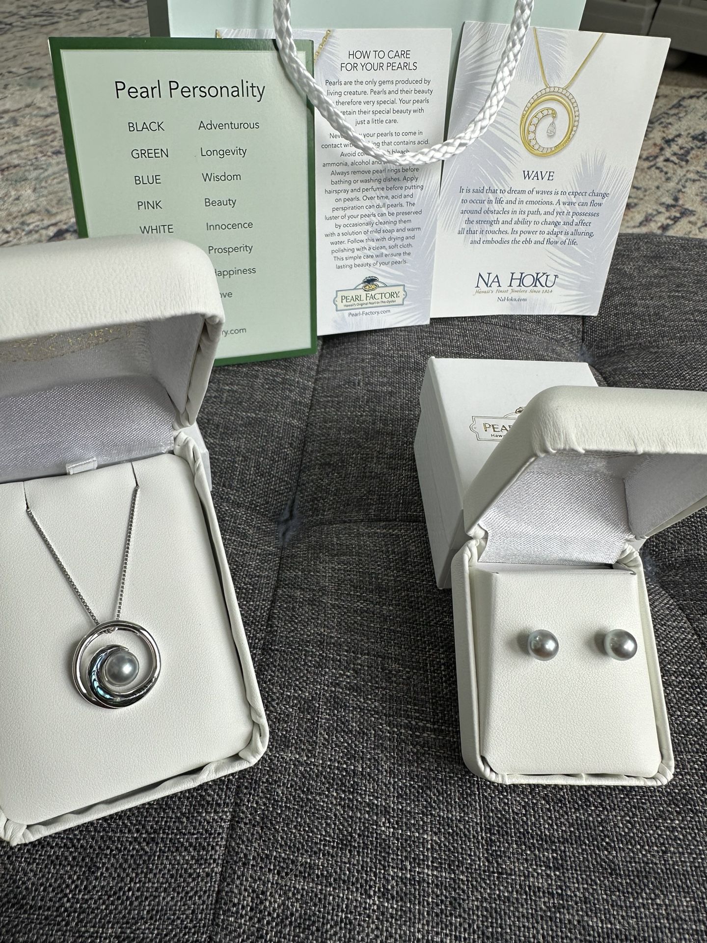 Akoya Pearl Abalone Silver Necklace with 14k White Gold Matching Earrings