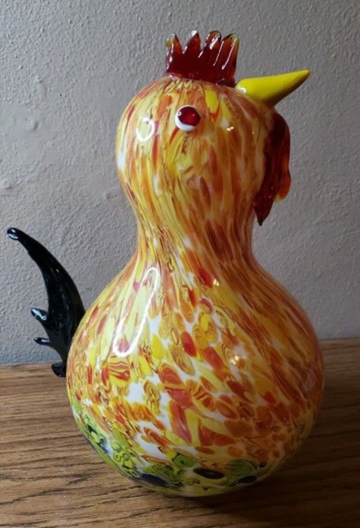 Vintage Retro 13½" Large Murano Style Art Glass Chicken Cockerel Rooster