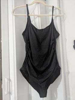 Black One-Piece Swimsuit with Ruched Sides