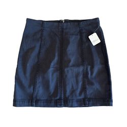 NWT Free People Modern Femme Black Denim Zip Up Stretch Mini Skirt Size 10 NEW