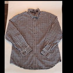 Kenneth Cole Mens XL Button Up Casual Shirt Plaid 2 Ply Yarn 