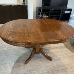 Vintage Solid Oak Dining Table & Chair Set of 6
