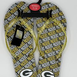 NWT NFL GREEN BAY PACKERS REDSKINS WOMEN'S FLIP FLOPS SIZE 11-12 XL