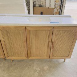 54” Brand New Bathroom Vanity in Walnut color, Soft Close Solid Wood with Marble Top in White  $829 