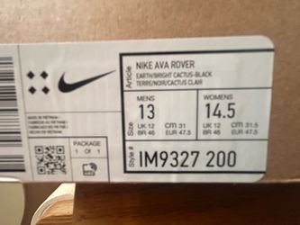 Nike Ava Rover Earth Black Bright Cactus IM9327-200 Size 13