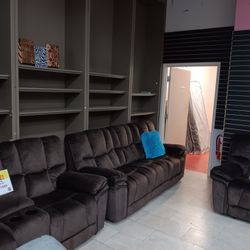 Barcelona Brown Fabric Reclining 3 Piece Living Room Sets---$1399---Wow!!!---No Credit Needed Financing Available 