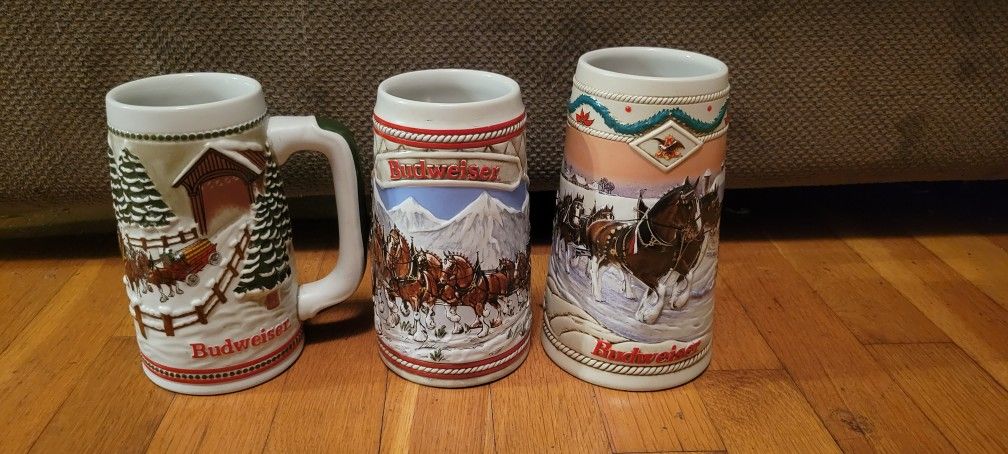 Limited Edition Budweiser Holiday Steins 