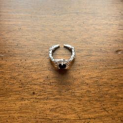 Sterling Silver Ring With Black Gem