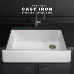 New In Box, KOHLER Cast Iron Farmhouse Kitchen Sink