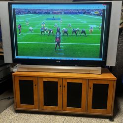 Toshiba 62” projection TV and cabinet