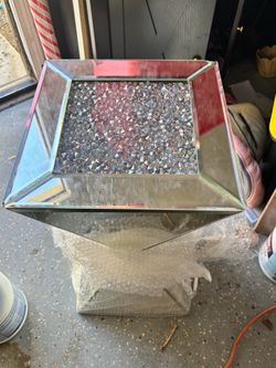 Mirrored Side Table with Crystal Top