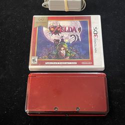 Nintendo 3DS Flame Red Handheld System w/Charger + 1 Game(Zelda Majora’s Mask)