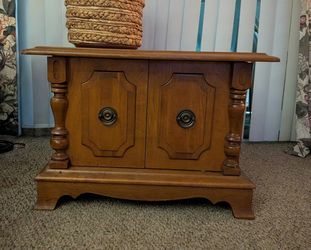 Vintage End Table Cabinet - Solid Wood
