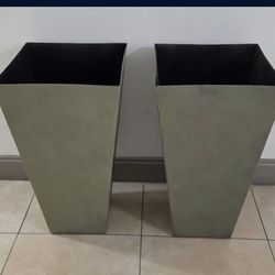 PAIR of 28" Gray Resin Planters (2 for $80) @ Lasting Creations
