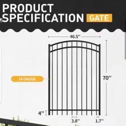 Fencer Wire 6 ft. × 4 ft. Anti-Rust Metal Black Arched Fence Gate JUST THE FENCE $120