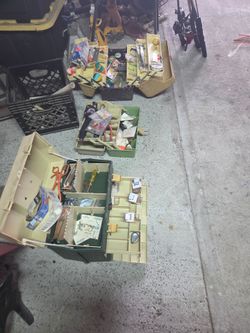 Fishing tackle fresh and saltwater including the boxes and some fishing rods .