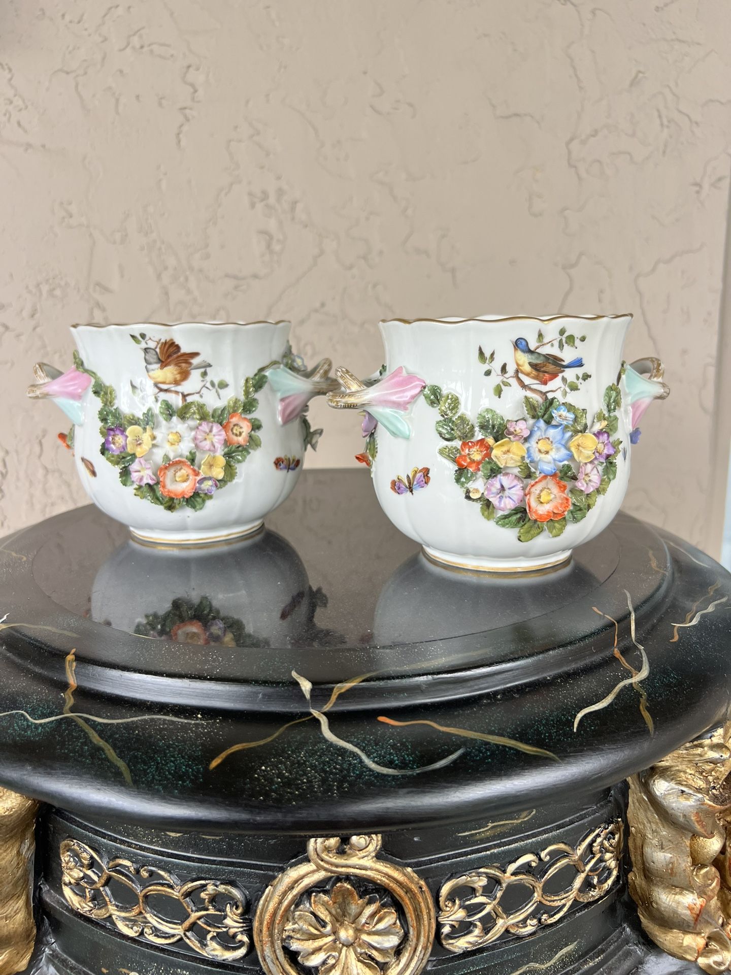 Antique French Porcelain , Brand Samson, Pair Vases