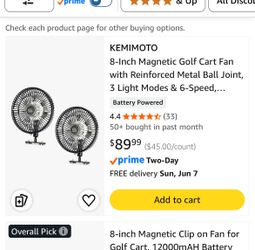 Golf car fan with led lights