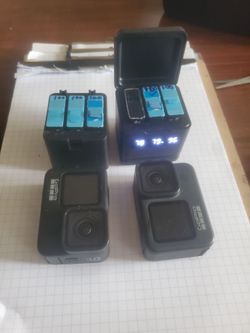 2 Go Pro 9 with 6 batteries.