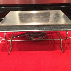 Vintage Steel Hot Plate Warmer Has A Stone And Metal Plate 