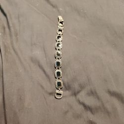 Vintage Art Deco 7.1 Sterling Black Onyx Bracelet